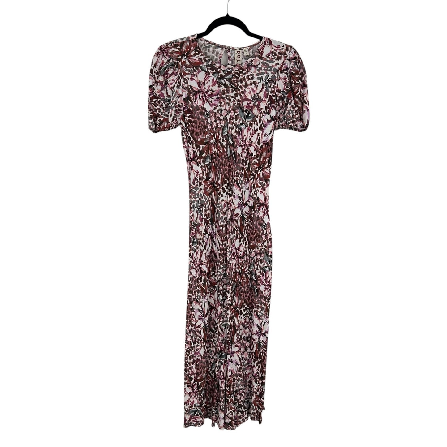 NWT Dolan Pink Floral Print Short Sleeve Viscose Blend Midi Dress Womens XS