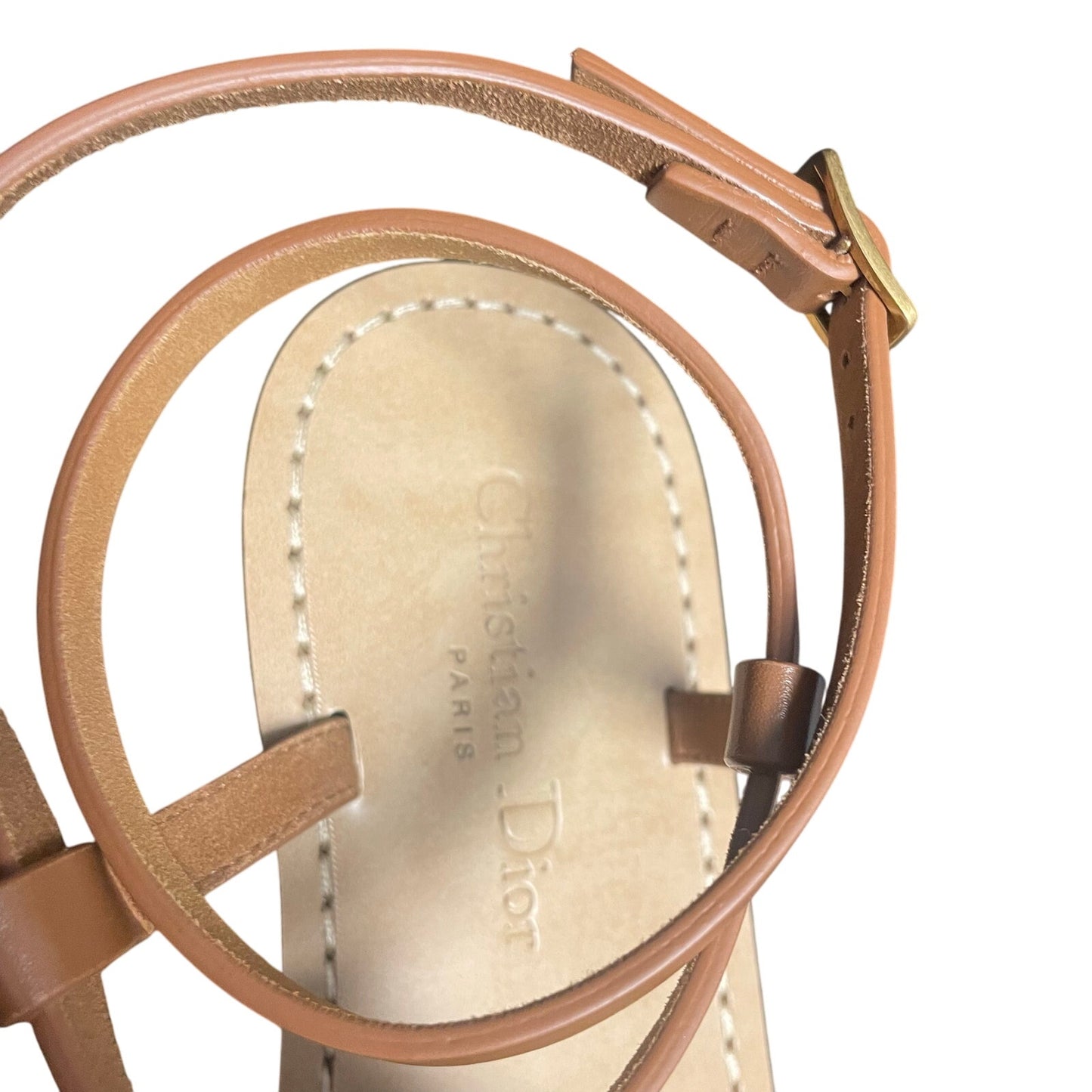 Christian Dior Dior Sun Thong Sandal Tan Leather Strappy Upper Size 39 / US 9
