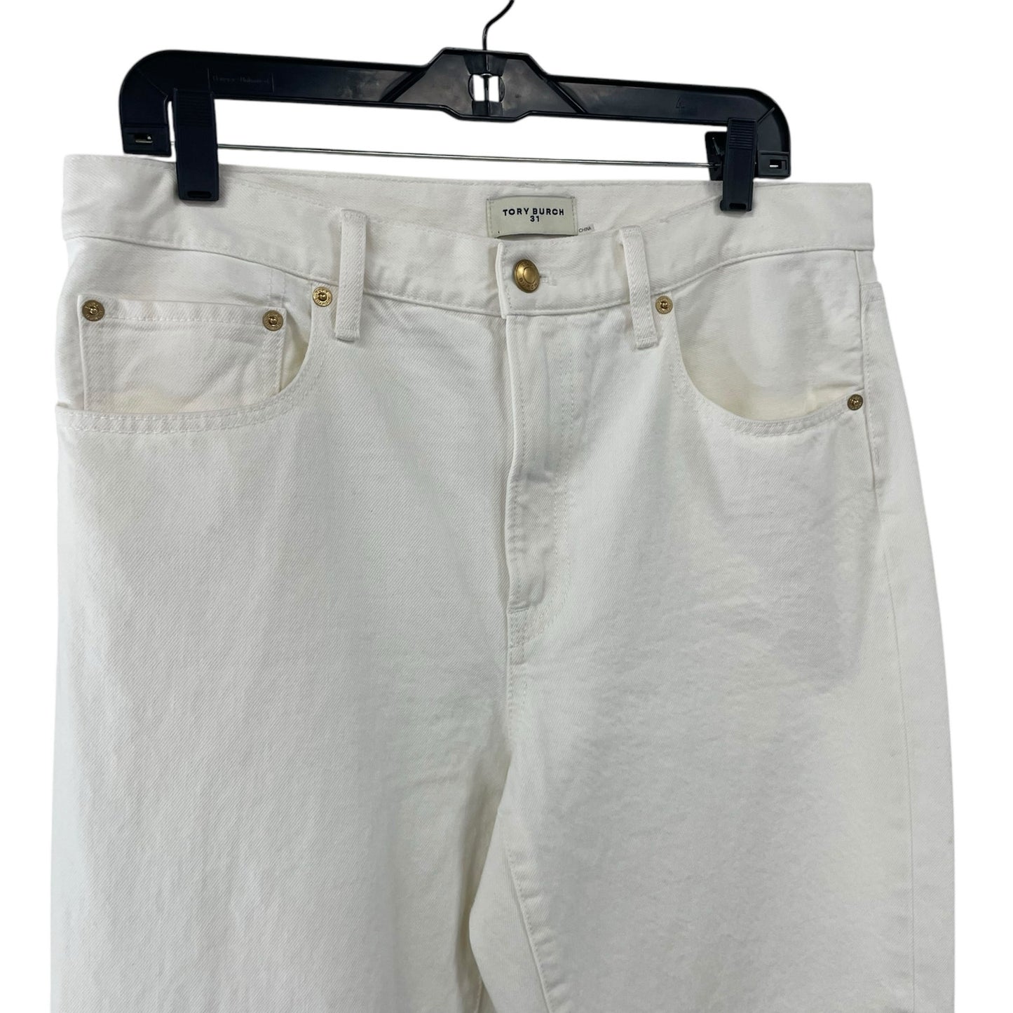 Tory Burch Wide Leg High Rise Ivory Denim Jean Womens 31