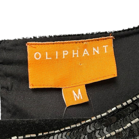 Oliphant Black Beaded Sequin Embellished Velvet Long Sleeve Top Womens Medium