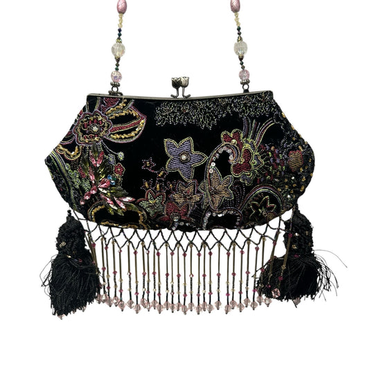 Vintage Mary Frances Sequin Rhinestone Embellished Beaded Fringe Evening Bag
