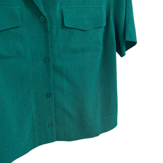 Athleta Short Sleeve Button Up Echo Top in Dark Green Womens Size Small
