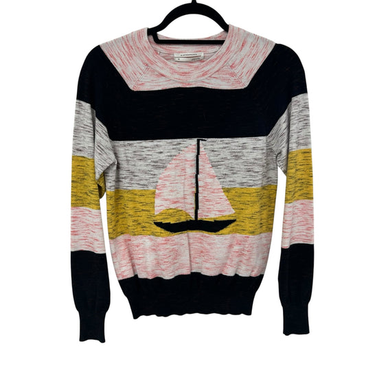 by Anthropologie Pink Multicolor Sailboat Striped Pullover Sweater Womens XS