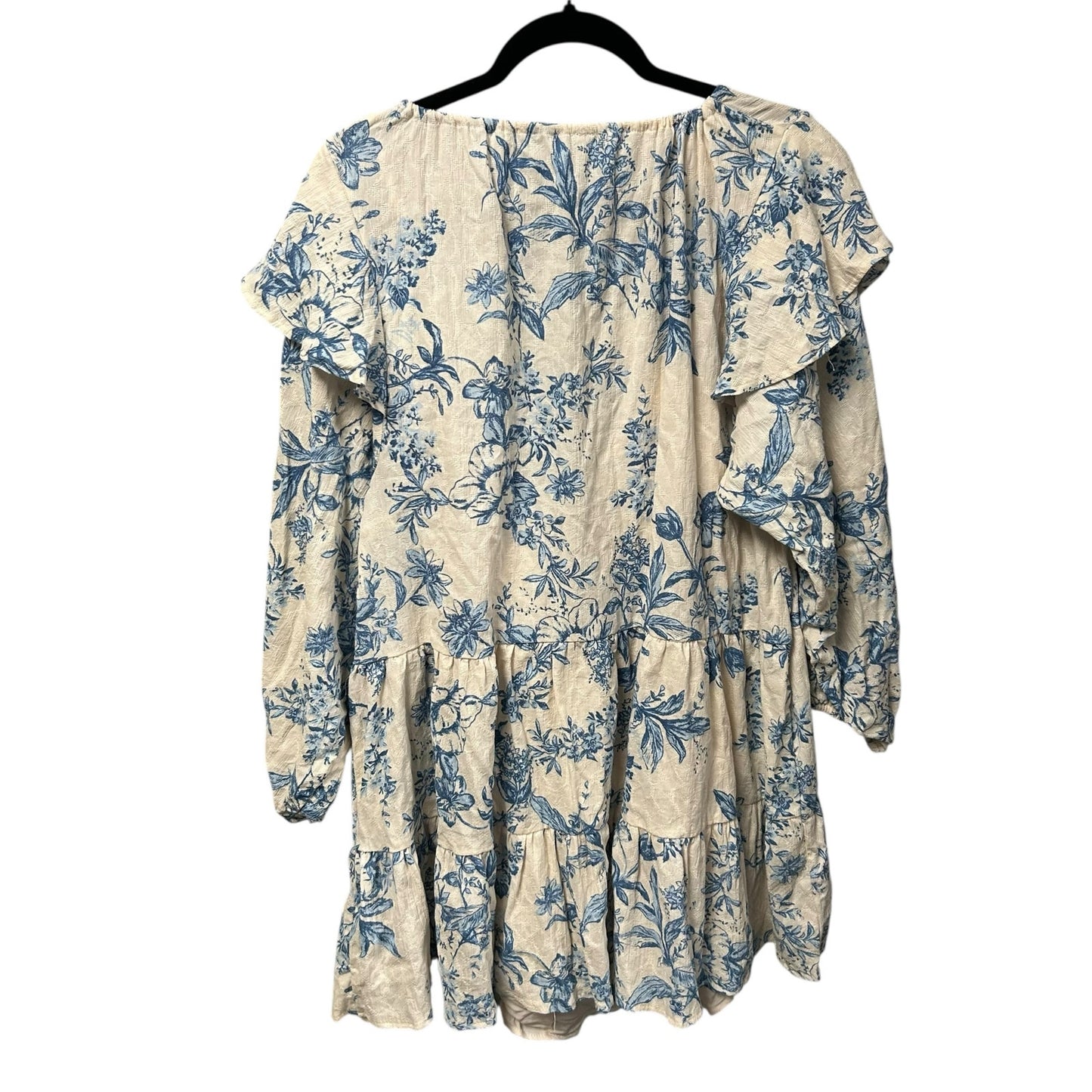 Free People Blue White Floral Tea Combo Sunbaked Swing Mini Dress Womens Medium