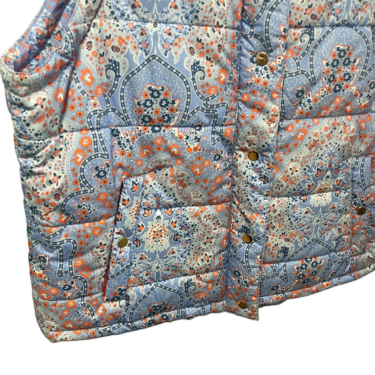NWT Gretchen Scott Puffer Vest Pleasantly Imari Blue Orange Size Goddess / XXL