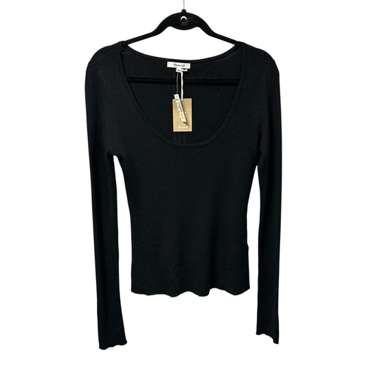 NWT Madewell True Black Merino Wool-Silk Blend Scoopneck Sweater Womens Large