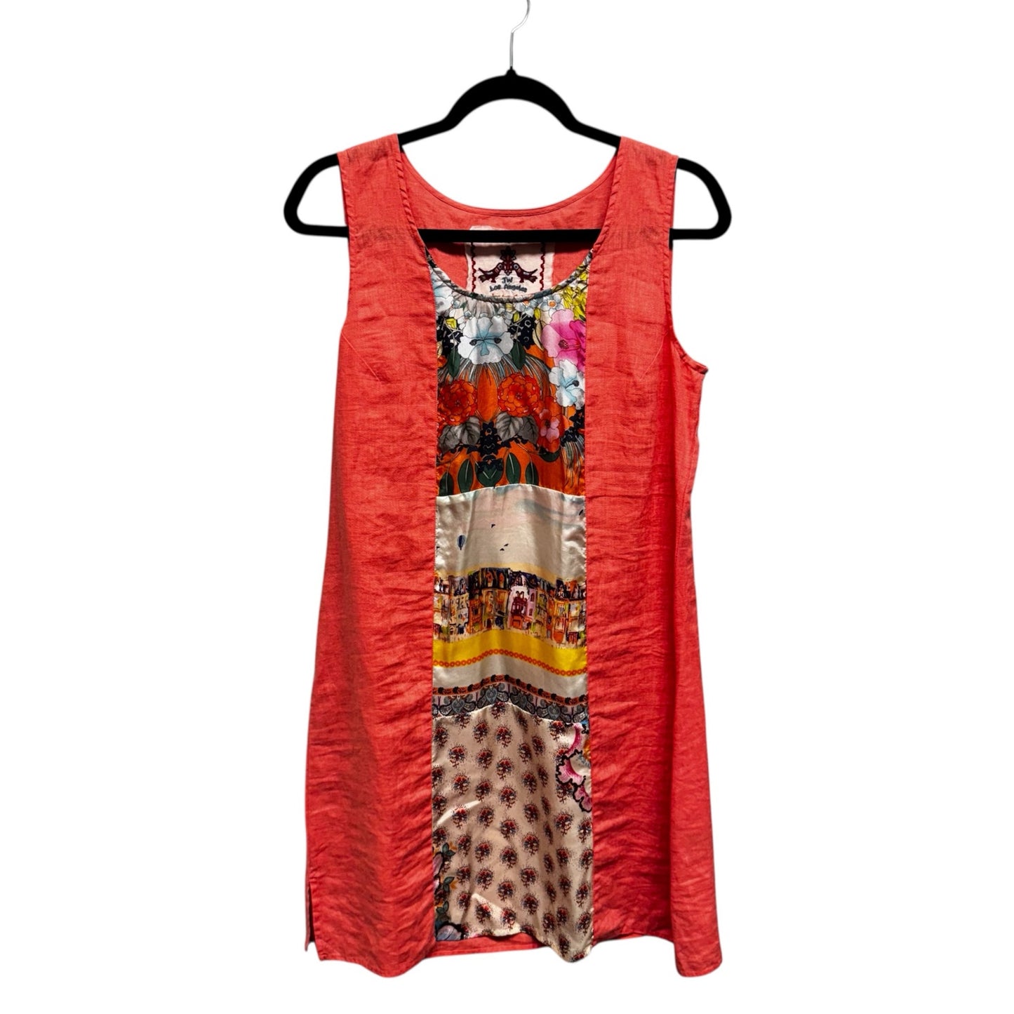 Johnny Was Coral Embroidered Sleeveless Round Neck Side Slit Tunic Womens Small