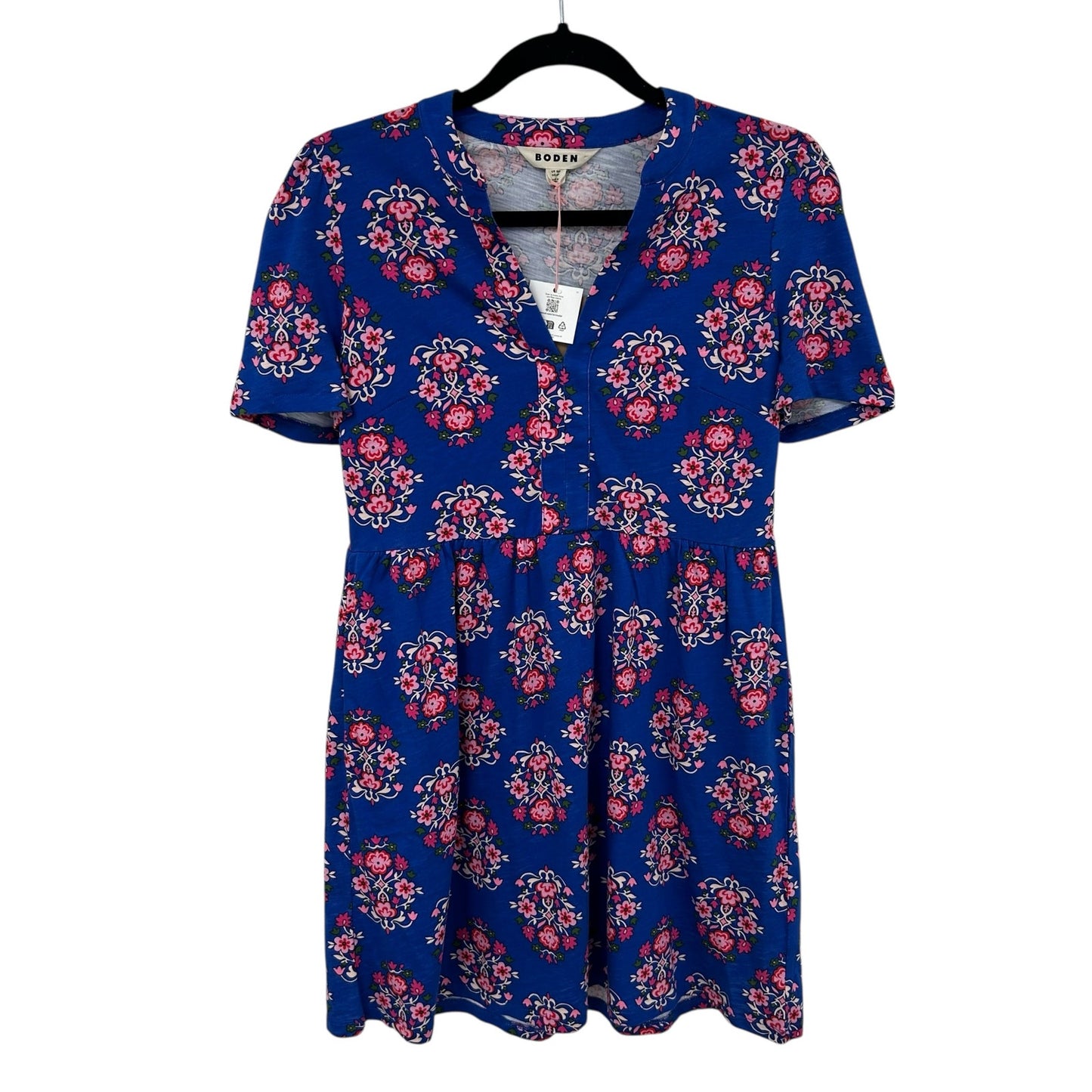 NWT Boden Bright Blue Wildflower Stamp Naomi Short Sleeve Dress Womens Petite 6
