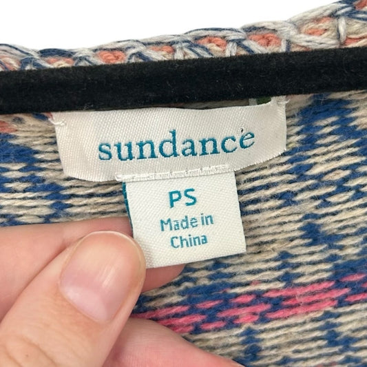 Sundance Shoreline Orange Blue Button Up Cardigan Sweater Womens Petite Small