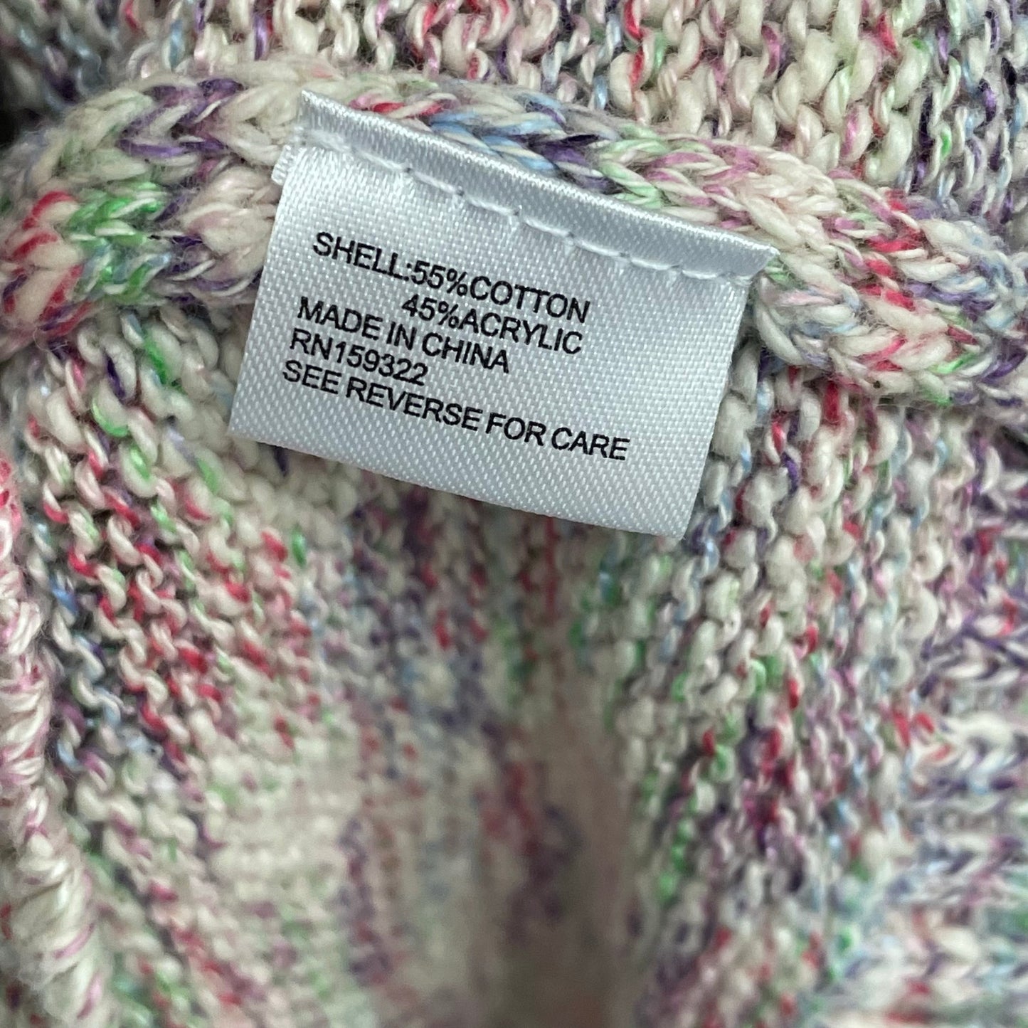 NWT Evereve Mia Puff Pullover Marl Multi Pink Purple Knit Sweater Womens Small