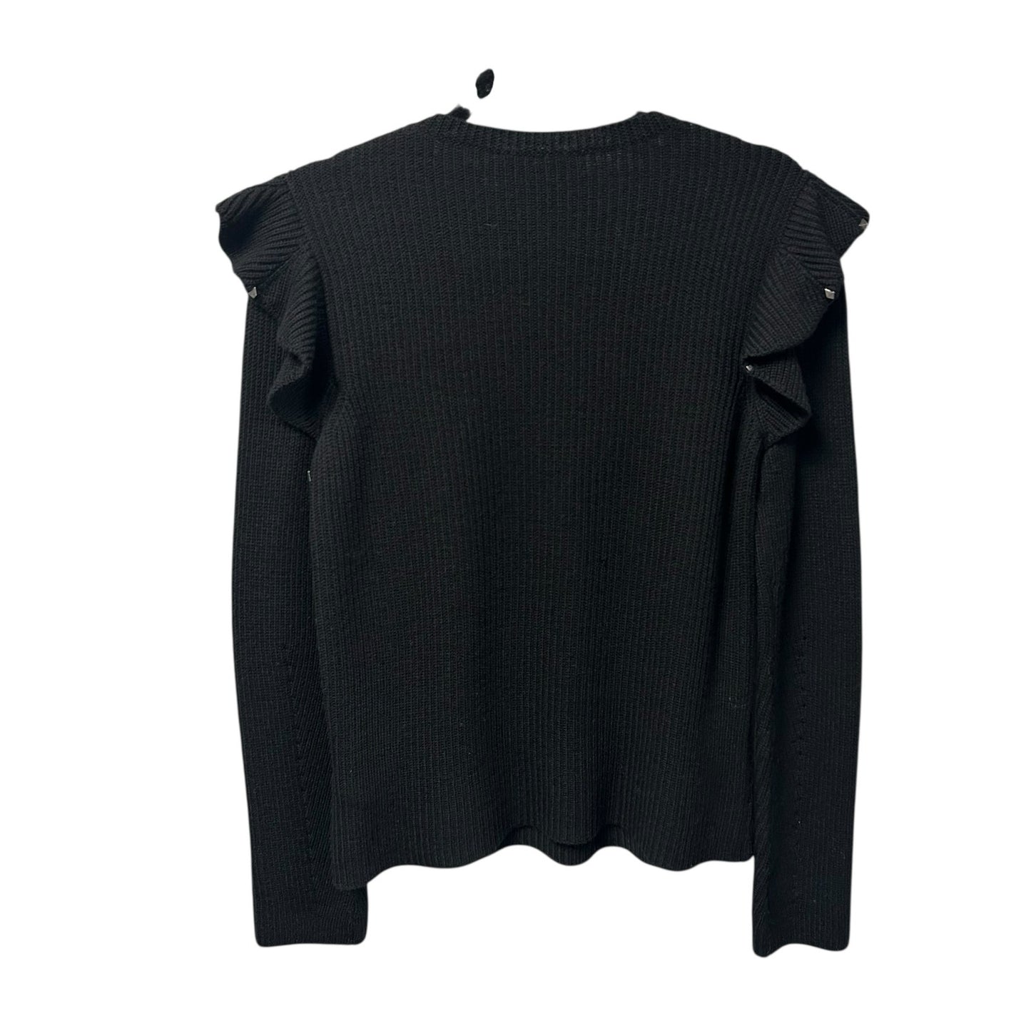 Valentino Black Rockstud Embellished Ruffle Pullover Wool Sweater Womens Medium