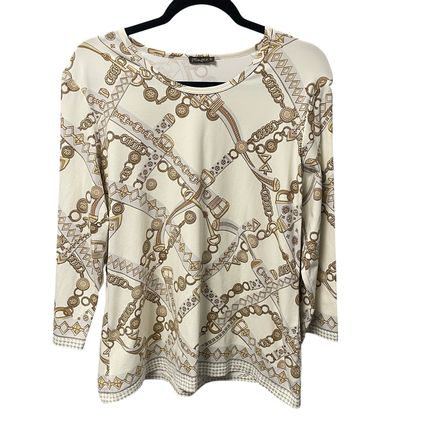 J. McLaughlin Chain Print Cream Gold Catalina Cloth Top Womens XL AS IS