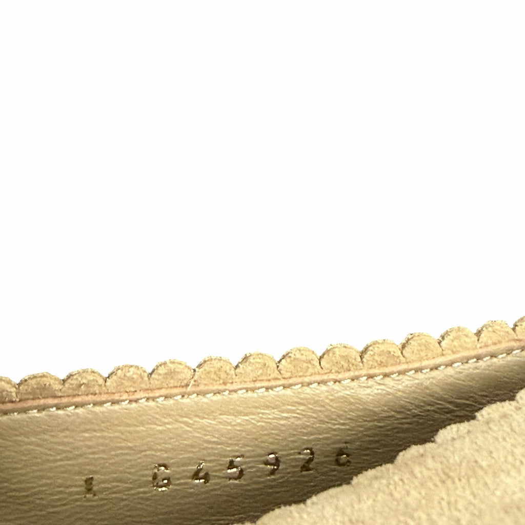 Chanel Beige Black Suede Leather Pointed Toe Flower Applique Flat Size 39 / US 8