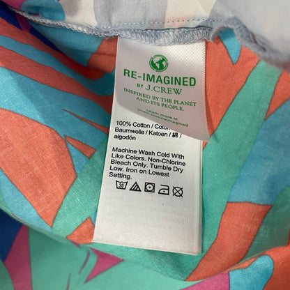 J. Crew Sleeveless Printed Ruffle Top Island Turquoise Neon Floral Print Small
