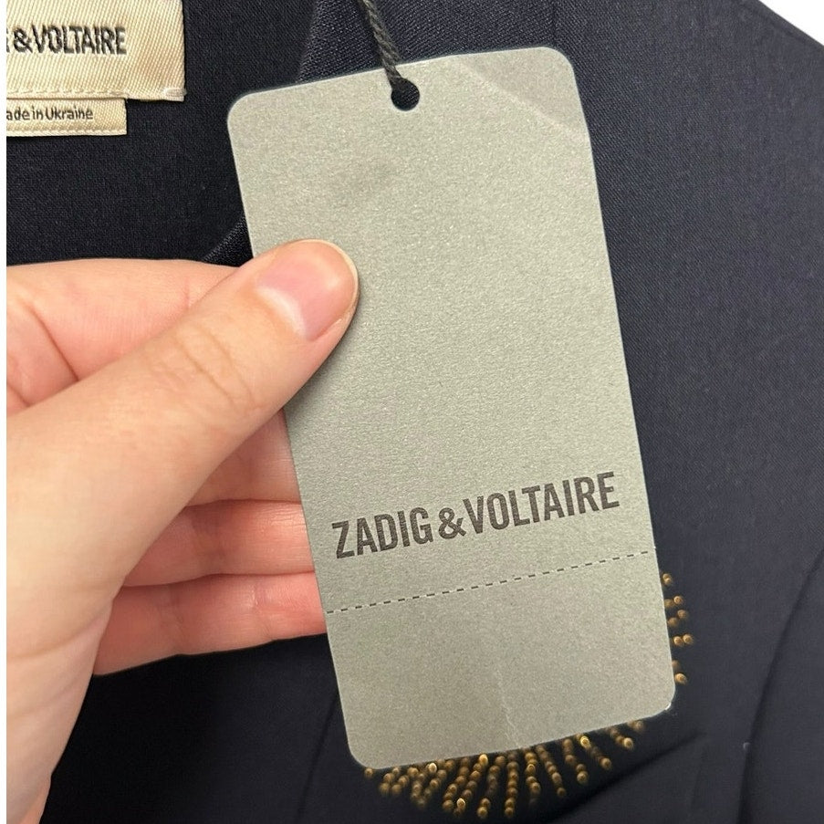 NWT Zadig & Voltaire Navy Very Multi Strass Embellished Blazer 34 / US XS