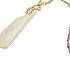 Chanel Quilted Iridescent Calfskin Card Holder On Chain White Luxury Designer