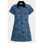 NWT Ramy Brook Rita Embellished Denim Mini Dress Blue Black Corduroy Collar XS