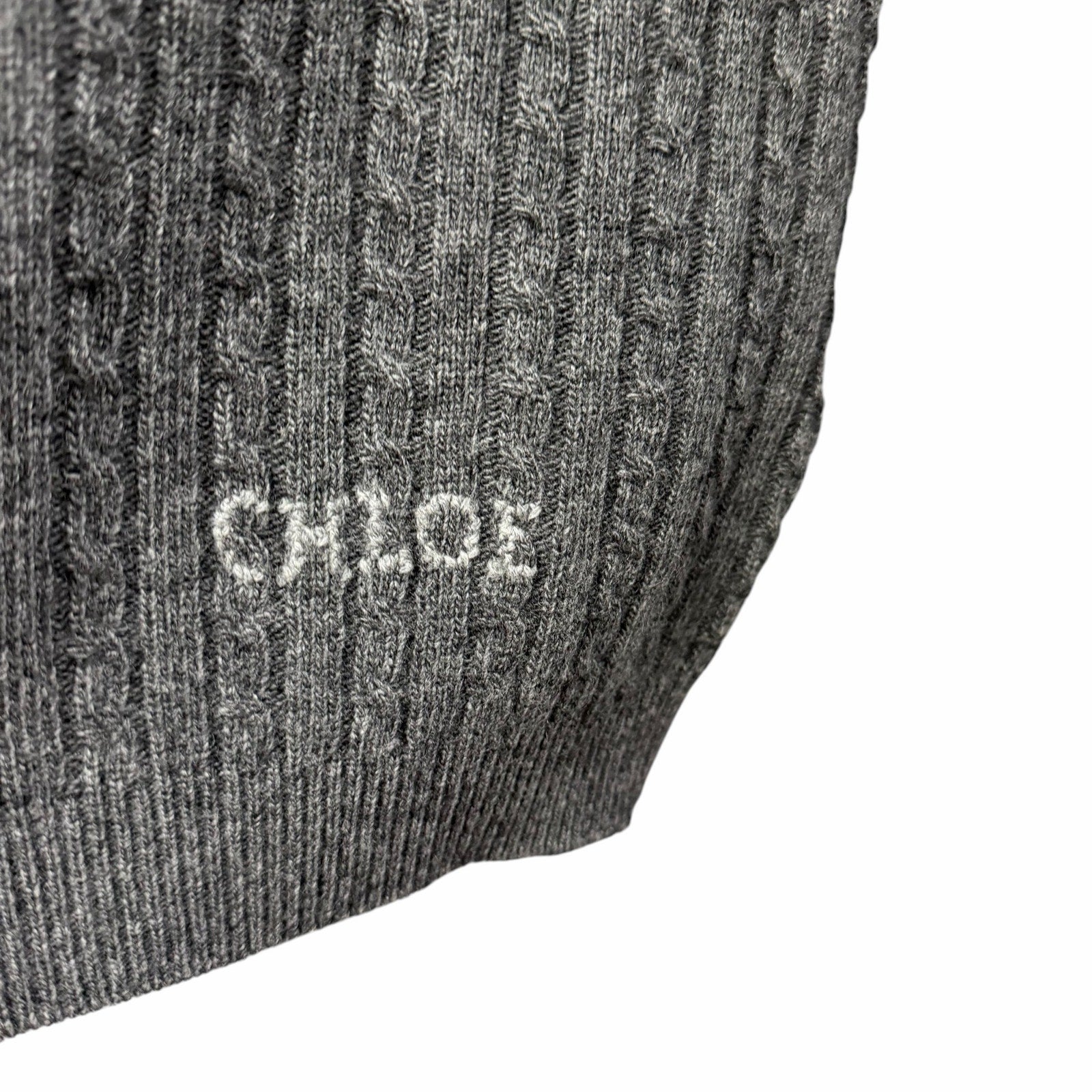 NWT Chloe Short Sleeve Polo Sweater Wool Cashmere Confident Grey Size Small