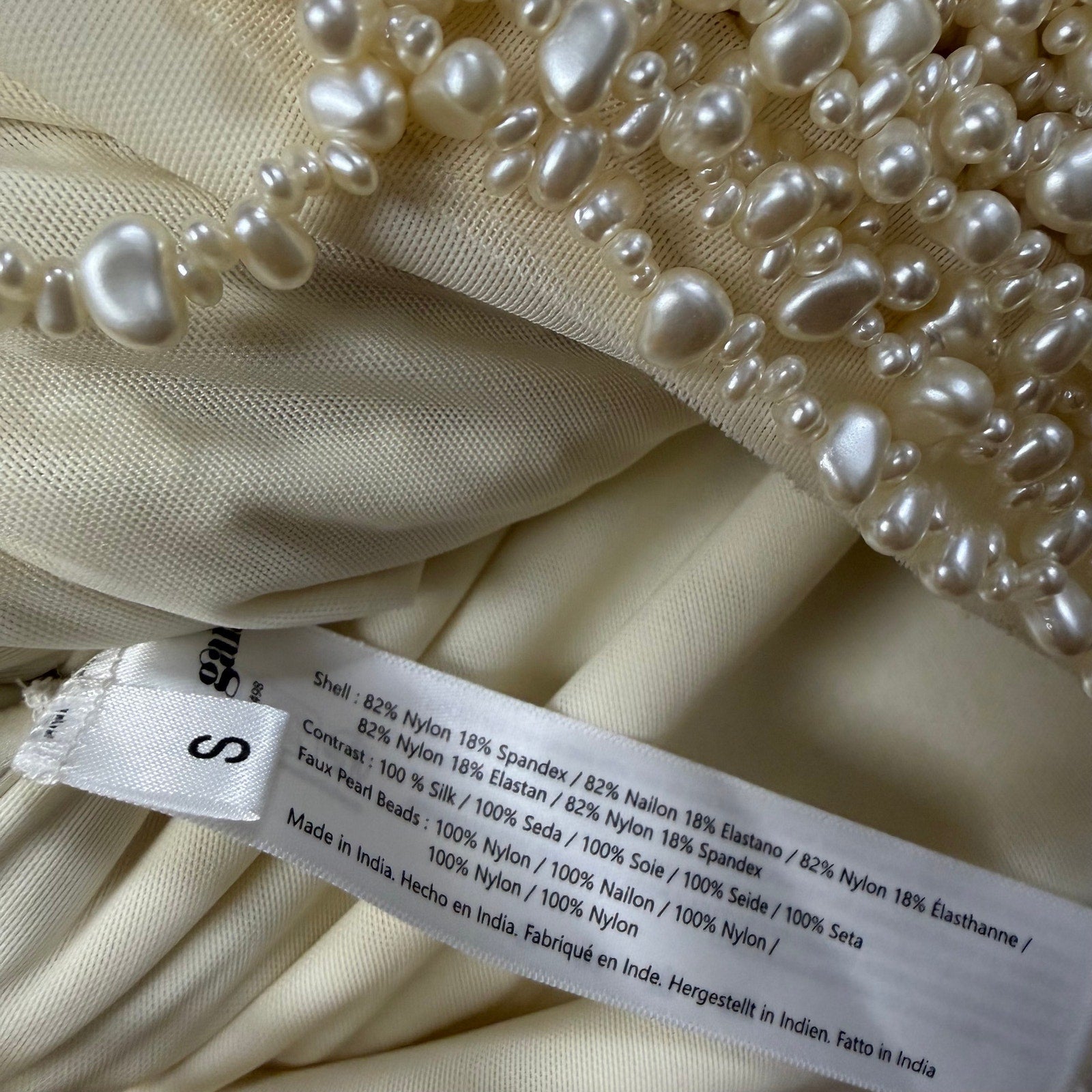 NWT Cult Gaia Taragi Top Hand Beaded Draped Pearl Embellished Womens Small