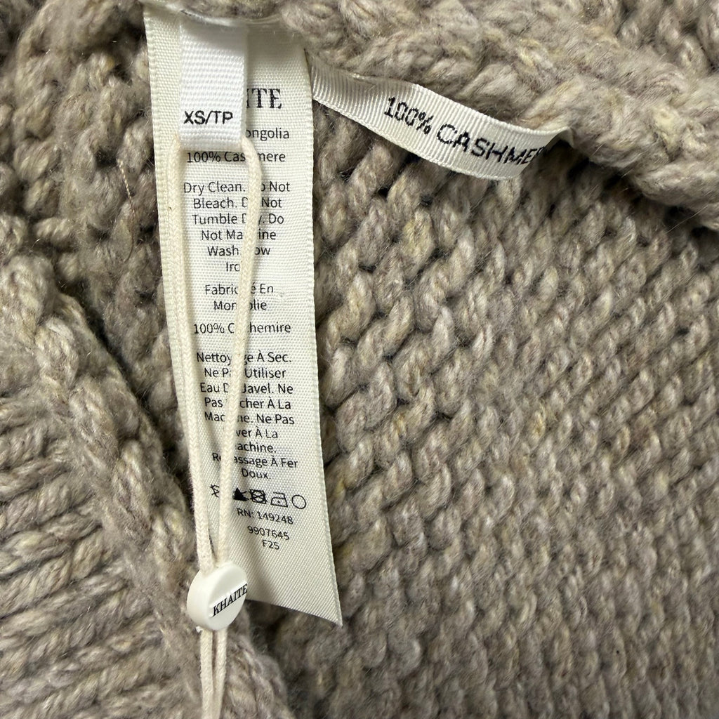 NWT Khaite Sly Top in Sepia Pure Cashmere Knit Stand Collar Cap Sleeves Size XS