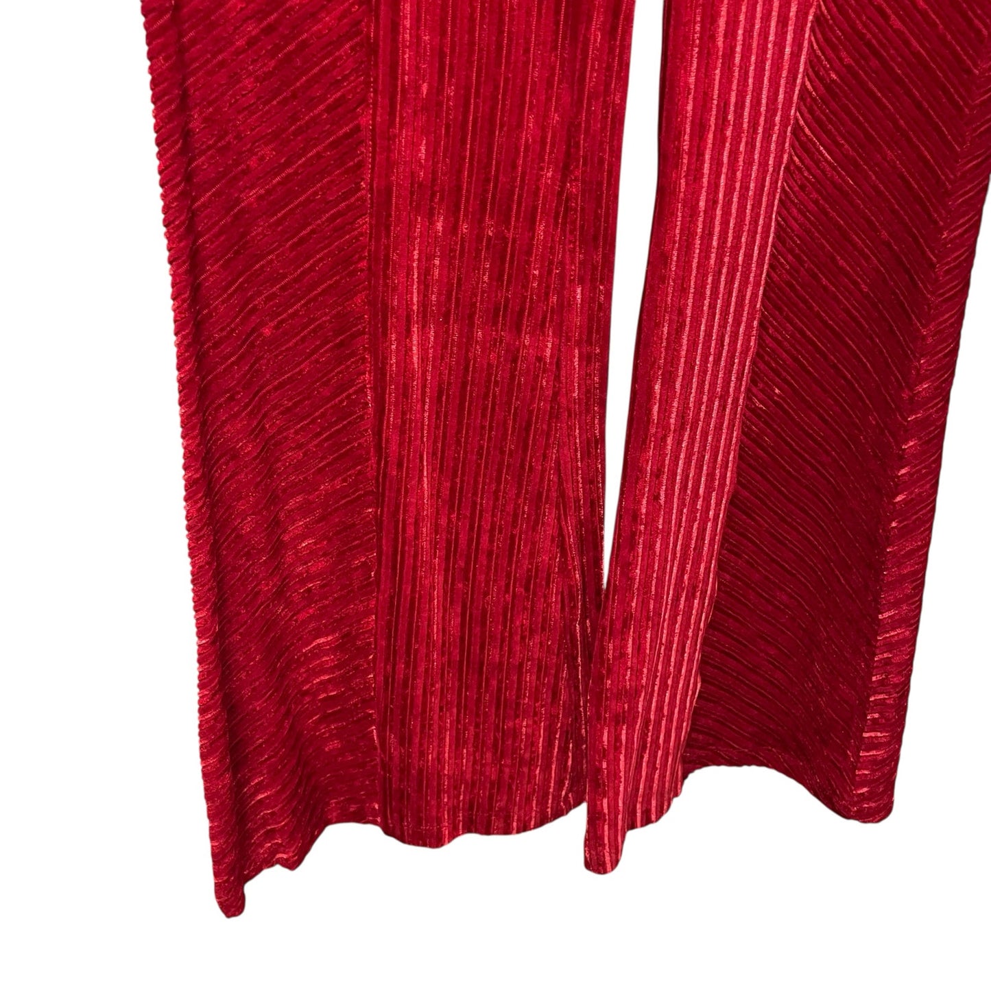NWT Free People Slim Pull On Velvet Flare Pants in Red Womens Size Large