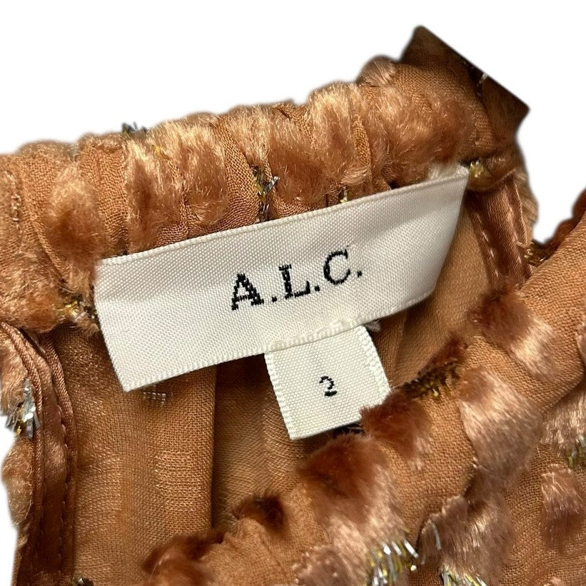A.L.C Rose Dawn Kinsa II Metallic Velvet Burnout Fabric Halter Top Womens 2