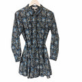 Apiece Apart Long Sleeve Shirt Dress Black Blue Yellow Floral Print Size Small