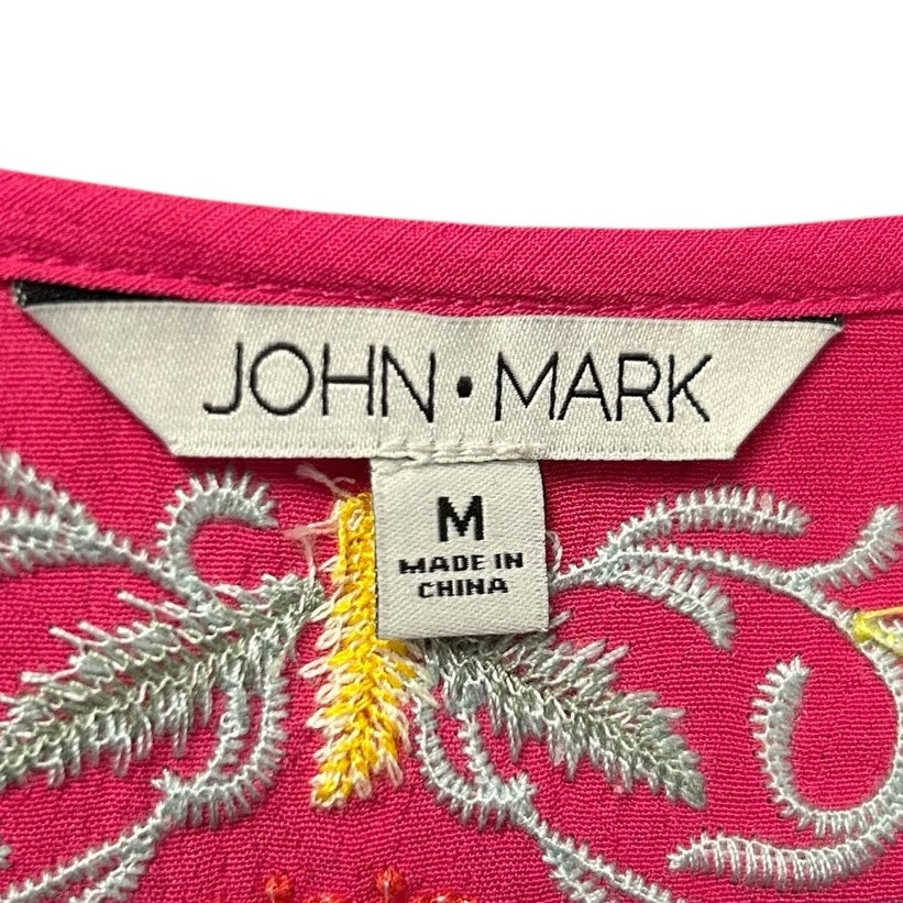 NWT John Mark Pink Multi Embroidered Patchwork Gracelyn Top Womens Size Medium