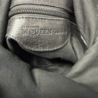 Alexander McQueen Black Leather Front Flap Messenger Handbag Gold Toned Hardware