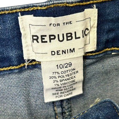 For The Republic Light Wash Mixed Media Patchwork Ankle Jeans Womens 10 / 29