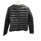 Herno Grosgrain Trim Water Resistant Down Puffer Jacket Black White Size US 8