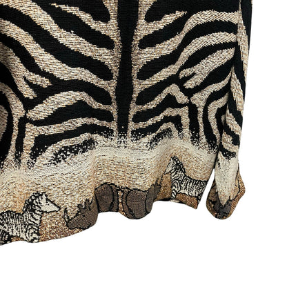 Vintage Sugar Street Weavers Safari Animal Print Button Up Sweater Jacket Medium