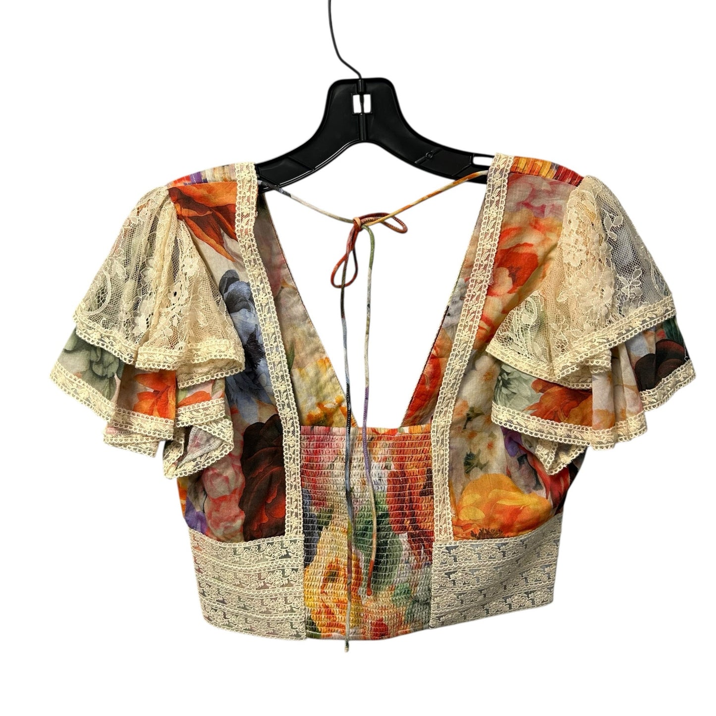 NWT Alice + Olivia Storm Floral Print Keeley Short Sleeve Blouse Womens Small