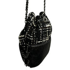 Chanel Gabrielle Black & White Tweed Leather Drawstring Bucket Bag