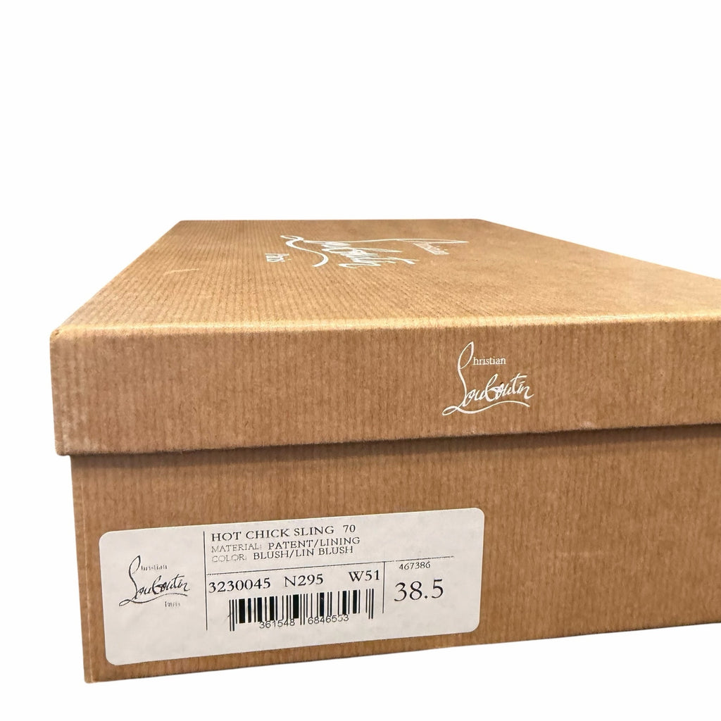 Christian Louboutin Hot Chick Sling Heel Patent Leather Blush Size 38.5 / US 8.5