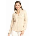 NWT Richard Grand Tan 100% Cashmere Cable Knit Snap Button Shirt Womens Small