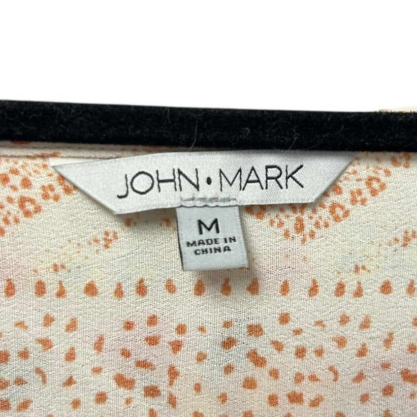 NWT John Mark Cream Multicolor Floral Print Mariposa Ruffle Top Womens Medium