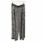 NWT Camilla Pure Silk Tuck Front Pant White Black Geo Print Embellished Small