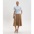 NWT Simkhai Hydrangea Blue White Stripe Belted Midi Shirt Dress Womens 2