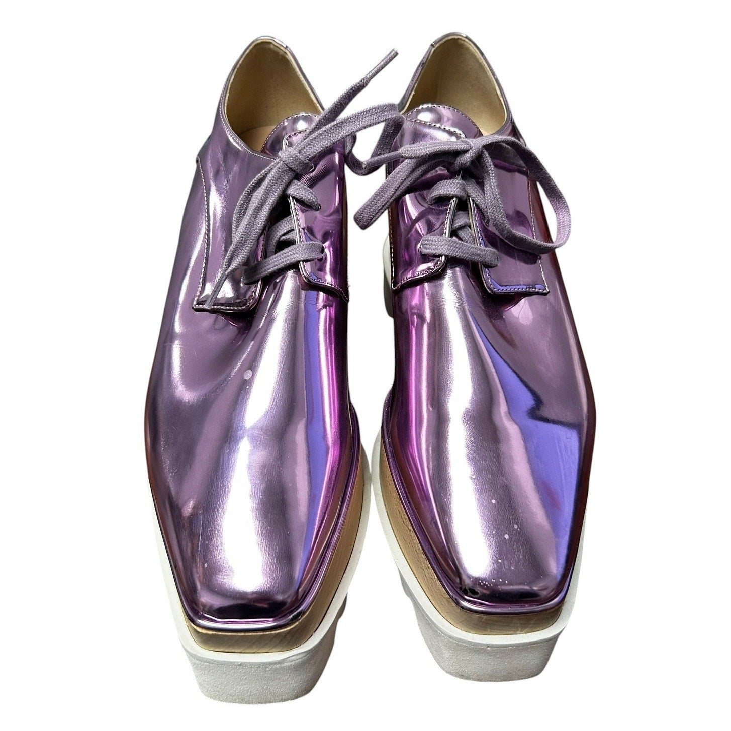 Stella McCartney Metallic Purple Elyse Mirror Platform Shoes 39.5 / US 9.5