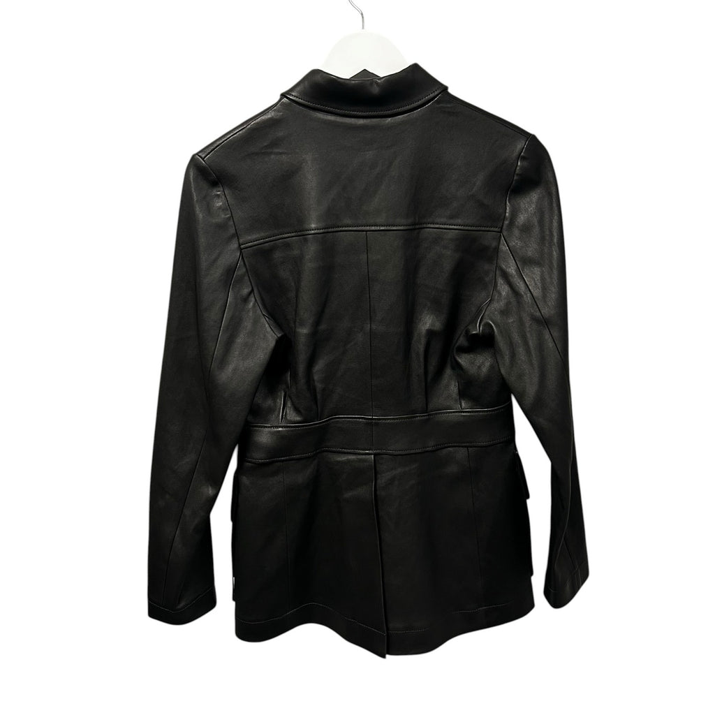 Stouls Paris Black Leon Utility Slim Fit Button Front Leather Jacket Womens XS
