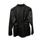 Stouls Paris Black Leon Utility Slim Fit Button Front Leather Jacket Womens XS