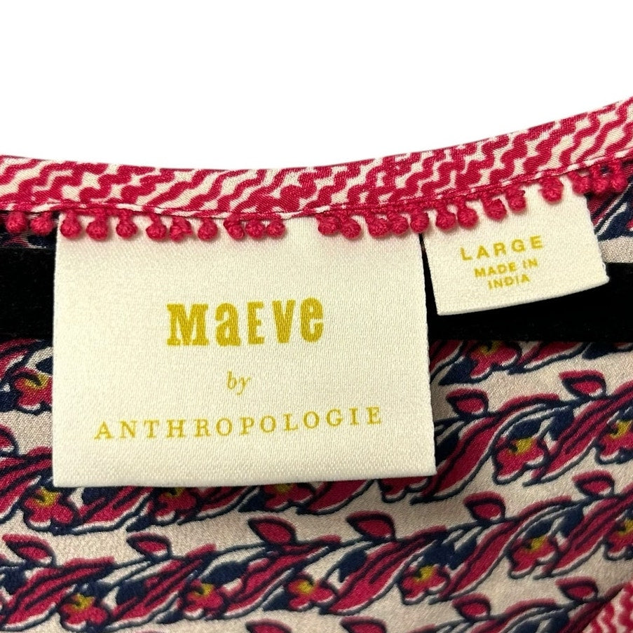 Maeve by Anthropologie Lilyana Tiered Silk 3/4 Sleeve Tunic Blouse Womens Large
