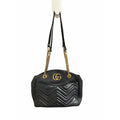 Gucci GG Marmont Black Quilted Leather Handbag Gold Toned Logo Classic Luxury