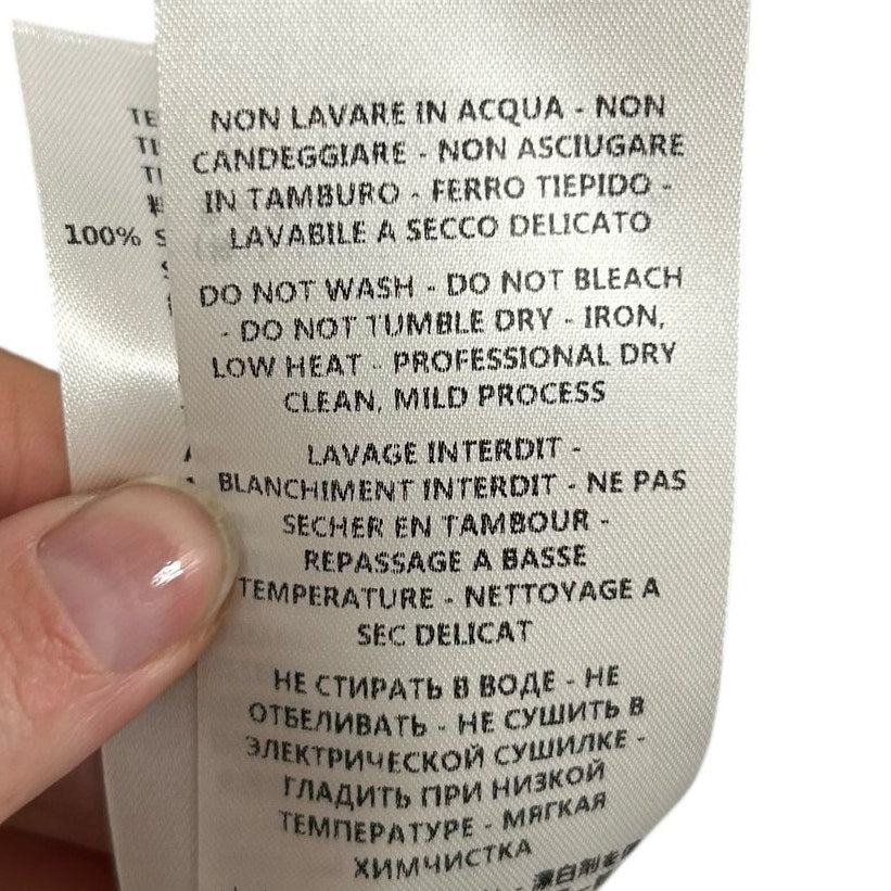 Gucci Cream Navy Orange Horsebit Print 100% Silk Pleated Mini Dress Womens XS/S?