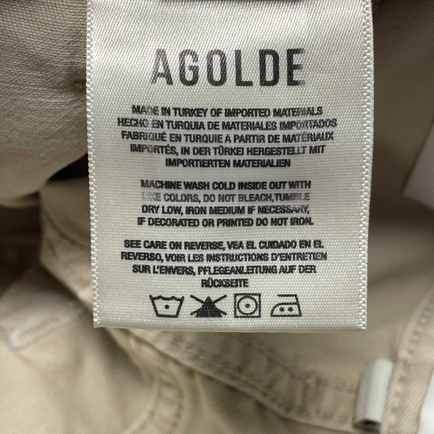 NWT AGOLDE Sefton Pant in Comb Cream Pure Cotton Womens Size 24