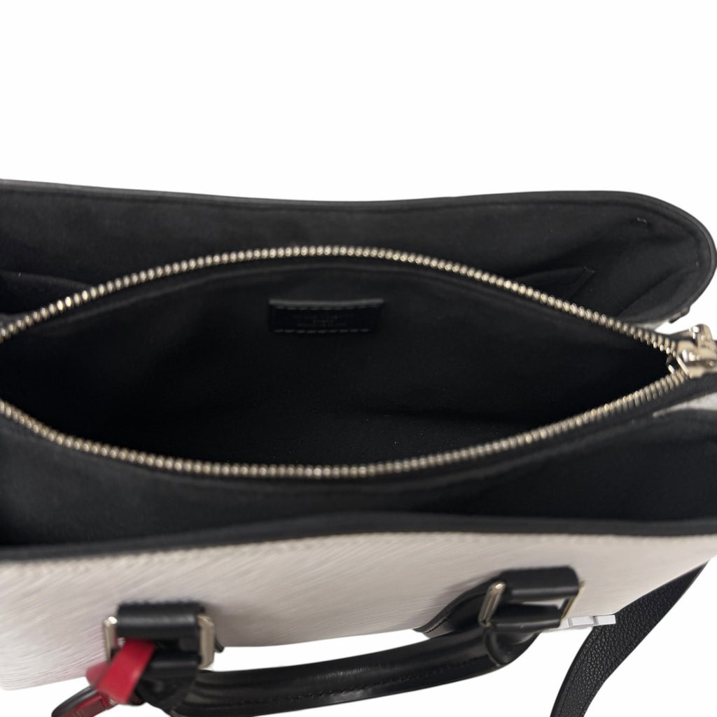 Louis Vuitton Soufflot Epi BB White Black Leather Two Way Handbag AS IS