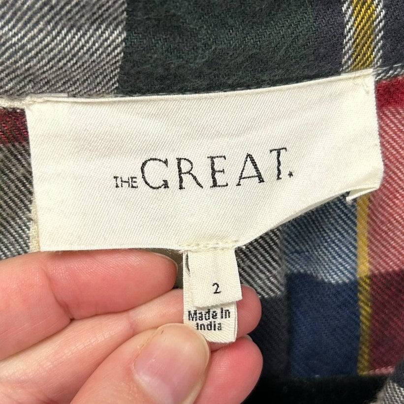 The Great Navy Green School House Plaid Painters Smock Shirt Womens 2 / Medium