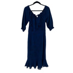 NWT Saloni Deep Blue Navy French Lace Cotton Olivia Midi Dress Womens 6