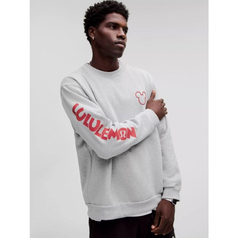 Disney x Lululemon Heathered Gray Red Steady State Crew Sweatshirt Mens Large